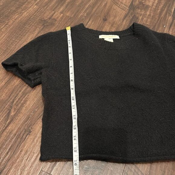 Pookie & Sebastian Black Cropped Short Sleeve Sweater,  size Medium - Picture 7 of 7
